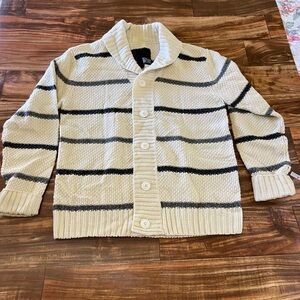 XIOS New York Button Up Cardigan Sweater Men’s Size XL Cream and Gray Wool Blend